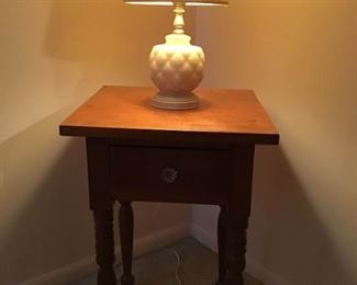 Smaller Antique Night Stand with Lamp