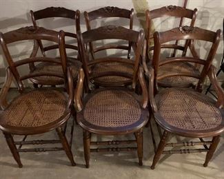 Wood and Cane Dining Chairs