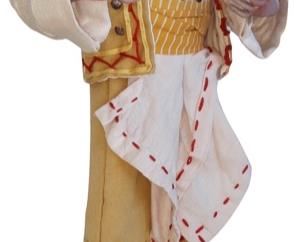 Crèche Figure/Attendant
13.75 inches
Likely Neapolitan
Formerly carrying gift as part of traditional parade of tradespeople or Easterners included in Italian Nativity displays
