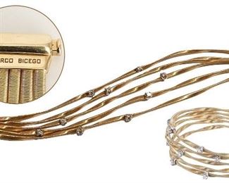 Marco Bicego gold and diamond five-strand bracelet from his Marrakech collection