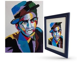 Painting of Frank Sinatra
Signed "Millie '17"
Acrylic on paper
Image size, outside of frame: 12 x 9.5 inches