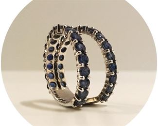 Custom-designed sapphire and 14K white gold ring