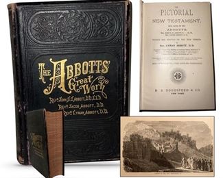 1881 Pictorial New Testament in good condition and loaded with engravings; has attractive Bargello edges