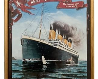 Smaller version of Titanic poster advertisement painted by P. Fussey; 16 x 11.24 inches
