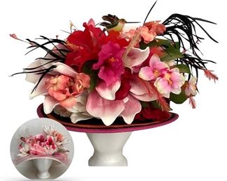 Two extravagantly showy hats, in time for Derby parties