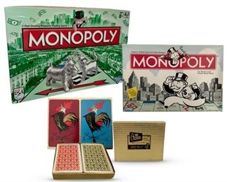 Vintage games; not sure the cards in the rooster box are the cards that belong with it