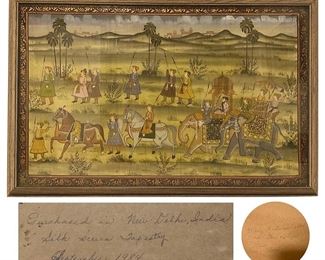 Delicate silk tapestry purchased in New Delhi in September, 1984; 19.5 x 31.5 inches