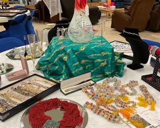 Murano glass vase and jewelry