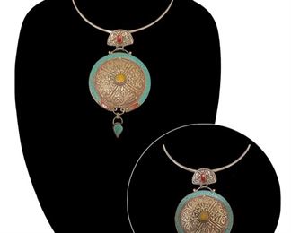 Tribal necklace; told it was from Afghanistan; 3" mandala-like disk