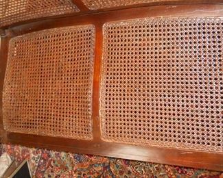 Vintage Cane Seat Love Seat Bench