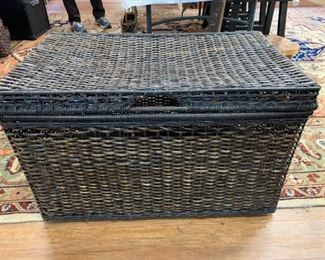 Wicker Chest with Wood Bottom