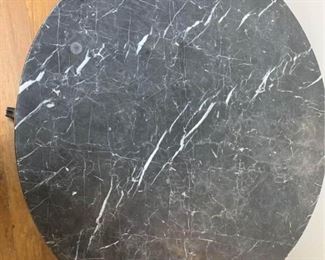 Round Iron & Gray Granite Side Table