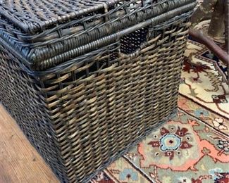 Wicker Chest with Wood Bottom