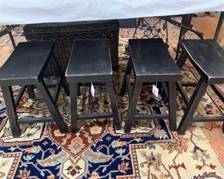 4 Black Wooden Stools