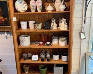 Pine Display Shelf with Bottom Drawer