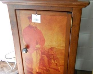  Vintage Painted Golf Scene Hall Cabinet