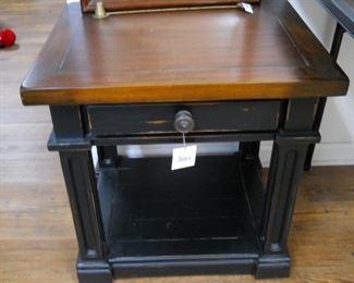 Black with Stained wood Top Bed Side Table