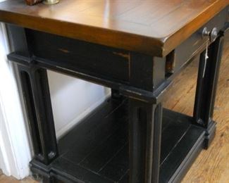 Black with Stained wood Top Bed Side Table
