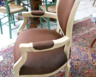 French Country Cream & Brown Chair