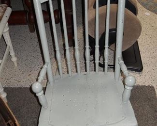 Antique Painted Wooden Child Rocking Chair