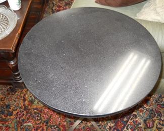 Gray Granite Top Round Brass Side Table
