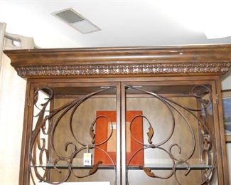 Decorative Iron, Wood & Glass Display Cabinet