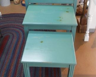 3 Painted Blue Nesting Tables