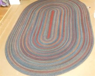Blue Multicolor Oval Wool Braided Rug