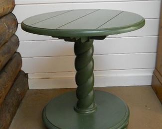 Twisted Pedestal Green Painted Side Table