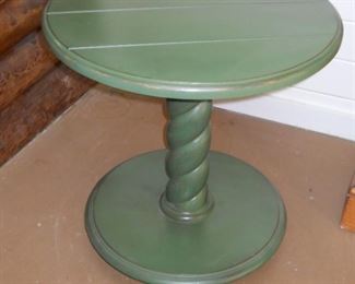 Twisted Pedestal Green Painted Side Table
