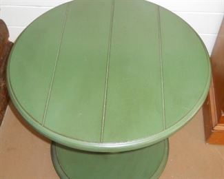 Twisted Pedestal Green Painted Side Table