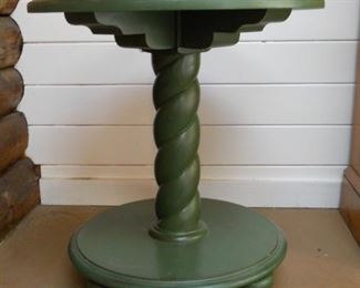 Twisted Pedestal Green Painted Side Table