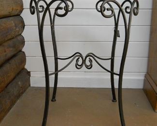 Round Iron Glass Top Side Table