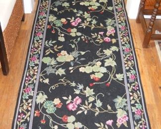 Wool Black Needlepoint 8' x 3' Runner