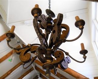 Rust & Gold Color Scroll 6 Light Chandelier