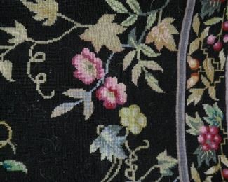 Wool Black Needlepoint 8' x 3' Runner