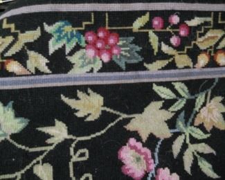 Wool Black Needlepoint 8' x 3' Runner