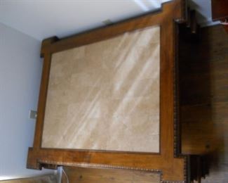 Large Wooden & Tile Top Coffee Table