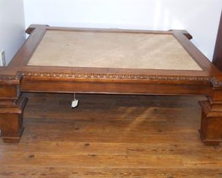 Large Wooden & Tile Top Coffee Table