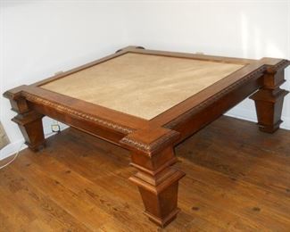 Large Wooden & Tile Top Coffee Table