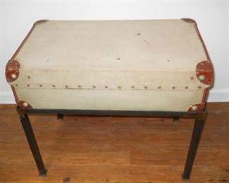 Vintage Suitcase Table w/ Iron Stand