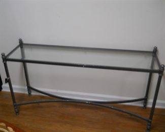 Silver Metal Glass Top Hall Table