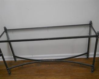 Silver Metal Glass Top Hall Table