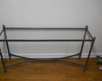 Silver Metal Glass Top Hall Table