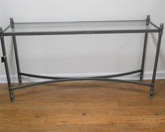 Silver Metal Glass Top Hall Table