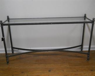 Silver Metal Glass Top Hall Table