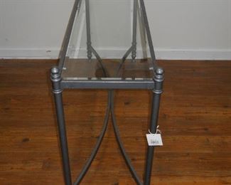 Silver Metal Glass Top Hall Table