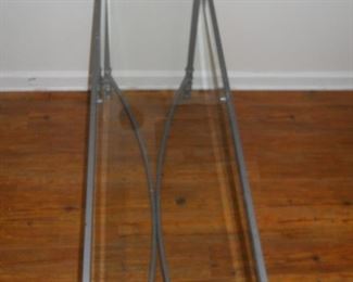 Silver Metal Glass Top Hall Table