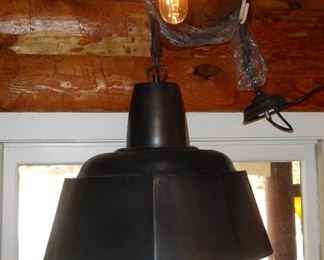 Vintage Black Metal Industrial Hanging Light