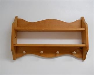 Wooden 2 Shelf 4 Peg Coat Rack